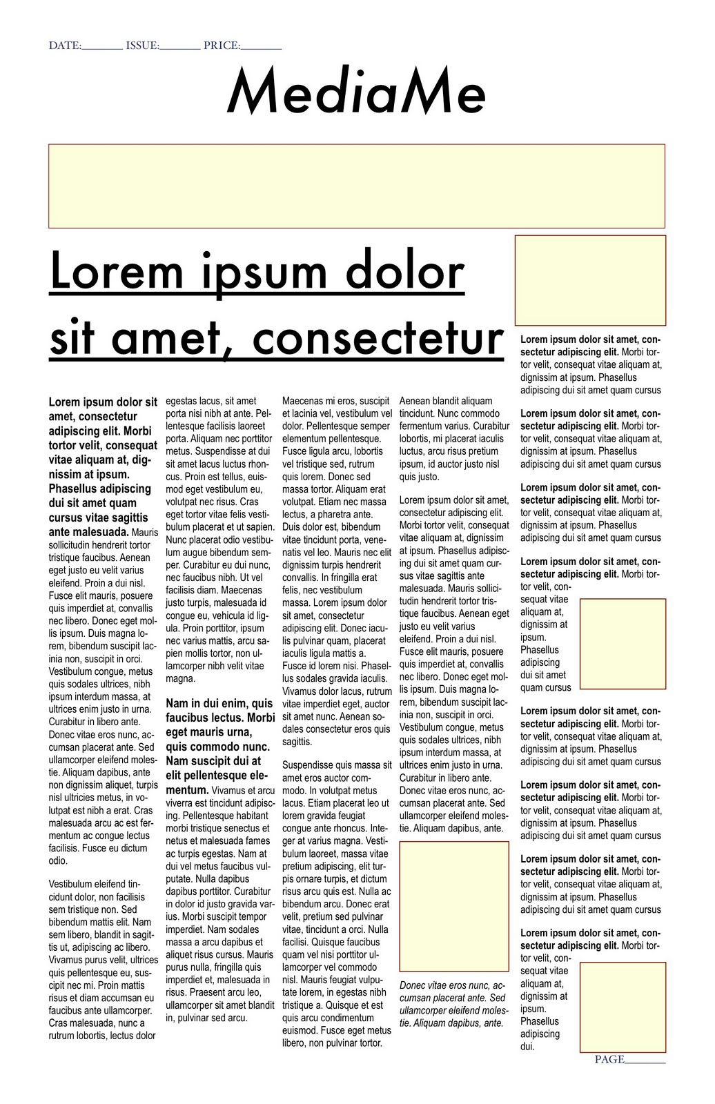 Newspaper Front Page Layout Design